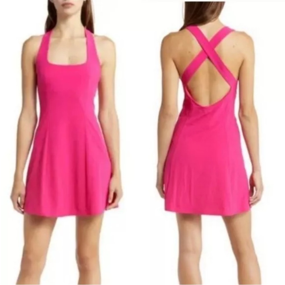 Outdoor Voices | Cross Back Pitaya Hot Pink Athletic Dress